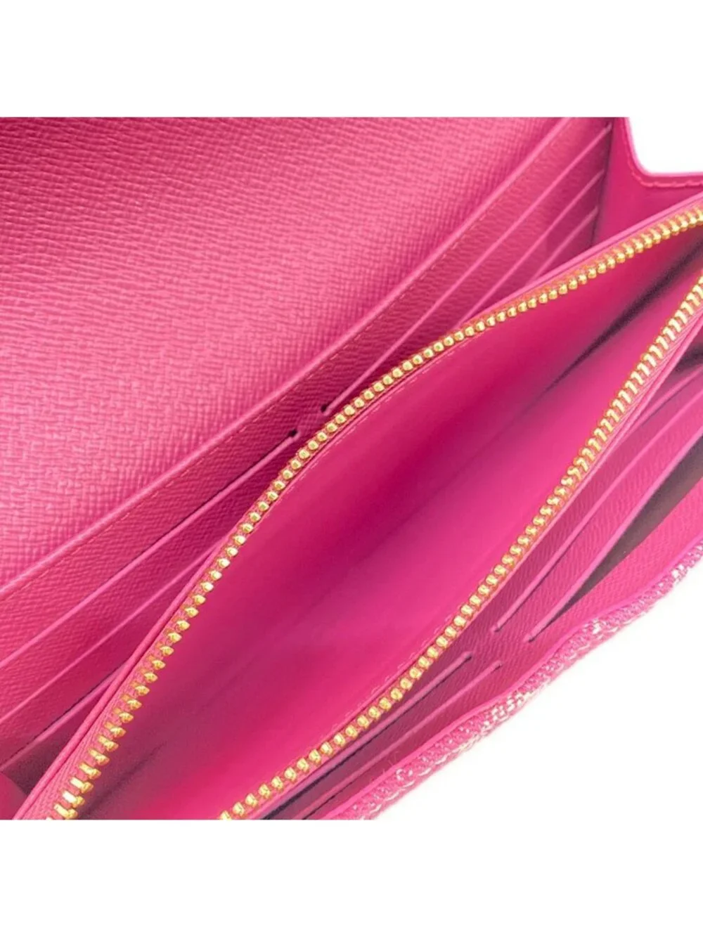 Louis Vuitton Wallet Monogram Mini Lin Portefeuille Sarah Fuchsia Denim Cotton